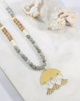 Handmade healing crystal jewelry. This versatile boho necklace offers two ways to wear it.