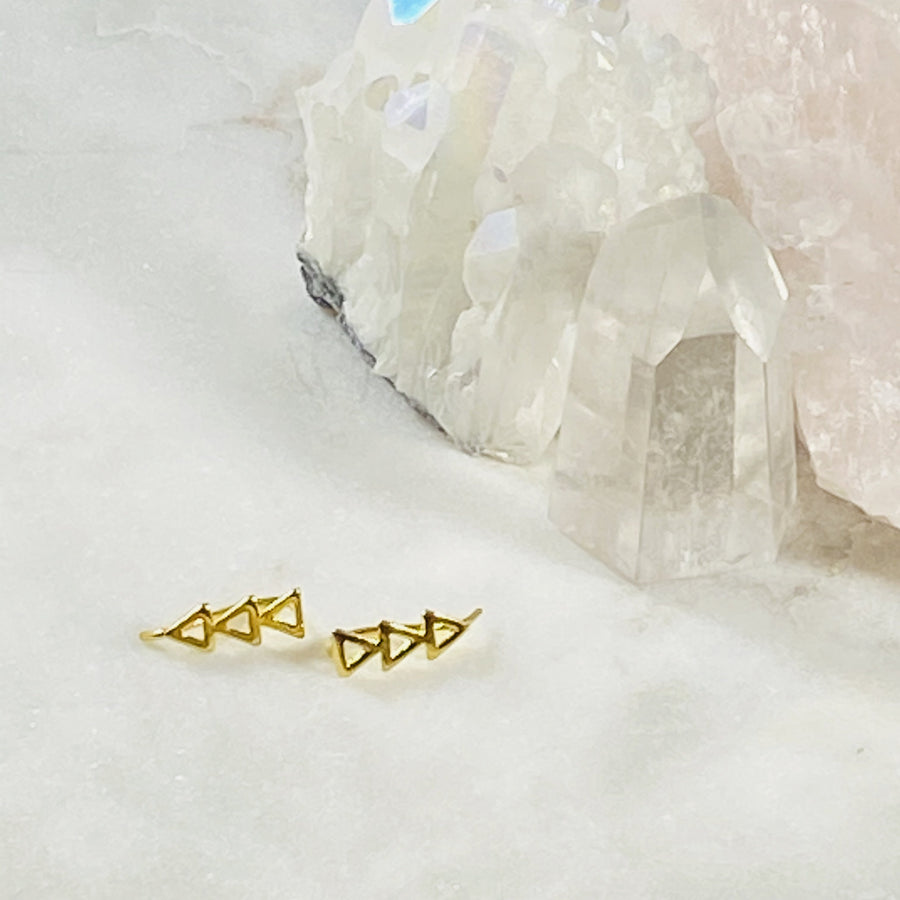 gold filled triangle ear climber earrings