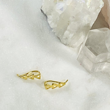 gold filled triangle ear climber earrings