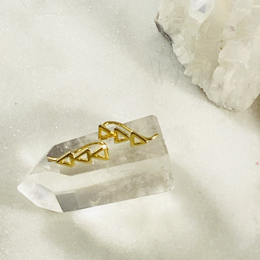 gold filled triangle ear climber earrings