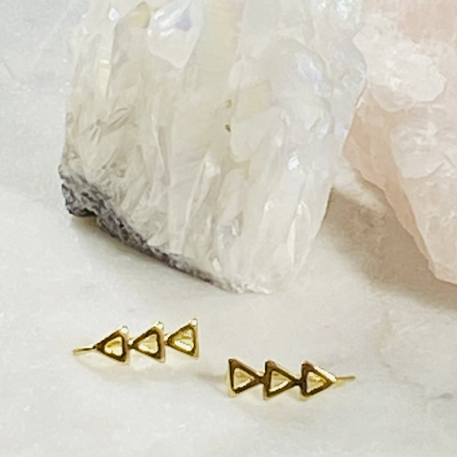 gold filled triangle ear climber earrings