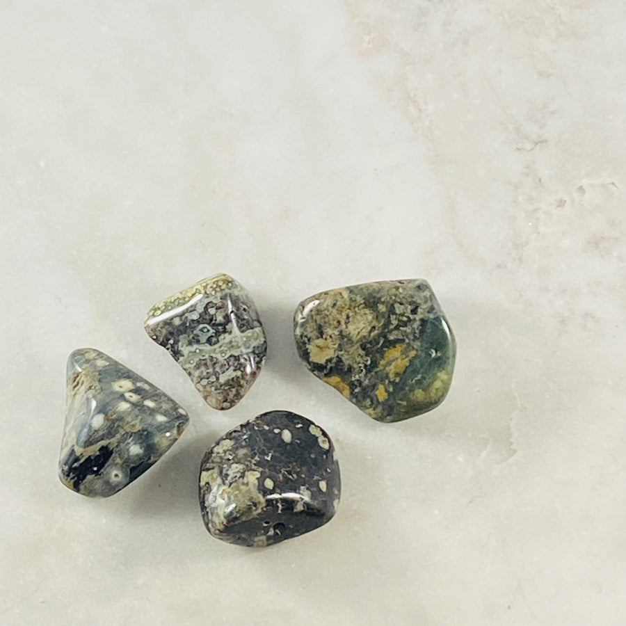 Ocean Jasper tumbled stone by Sarah Belle, for expressing your true feelings.
