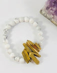 Peace White Howlite Stacking Bracelet with Quartz