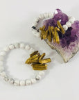 Peace White Howlite Stacking Bracelet with Quartz