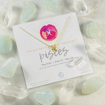 pisces charm necklace with crystal from sarah belle