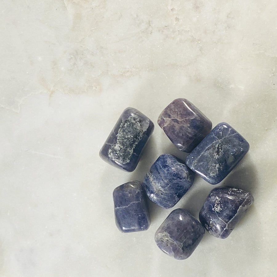 iolite tumbled stone for energy healing