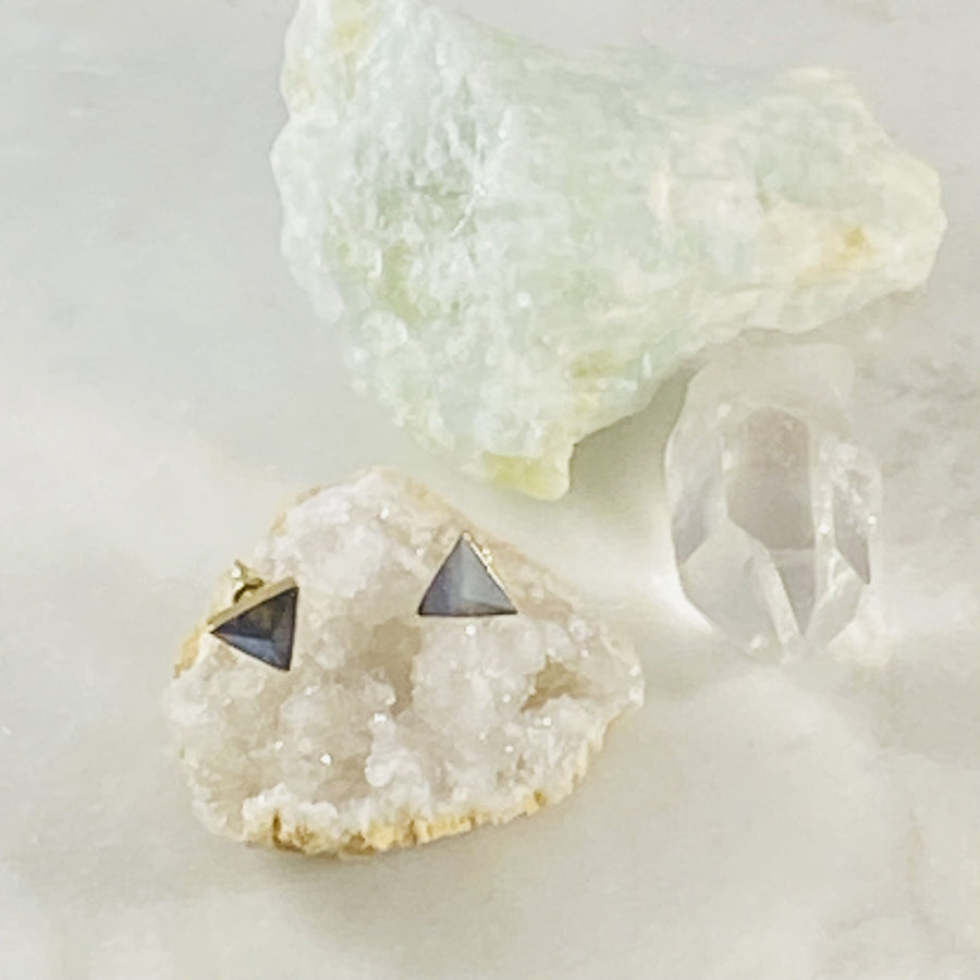 labradorite triangle stud earrings