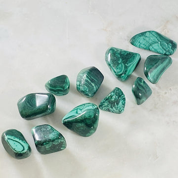 Tumbled malachite healing gemstones