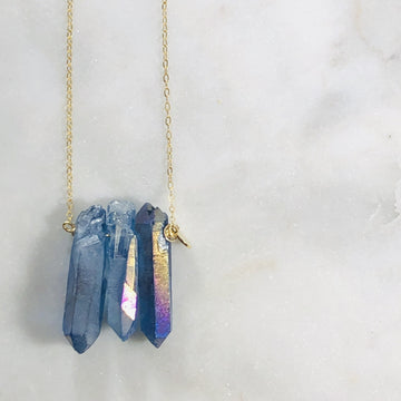 Long quartz crystal necklace that is high vibe, unique and stylish