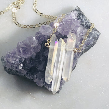 Quartz crystal necklace that is high vibe, unique and stylish