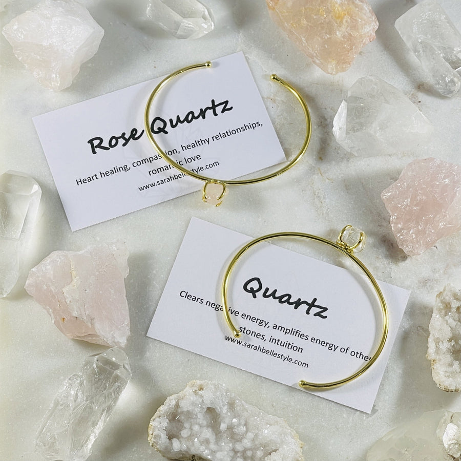 rose quartz intention cuff from sarah belle