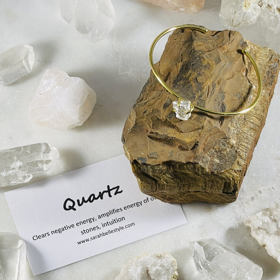 raw quartz intention cuff from sarah belle