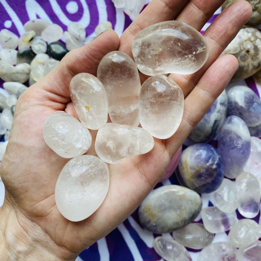 Healing quartz crystal tumbled stones