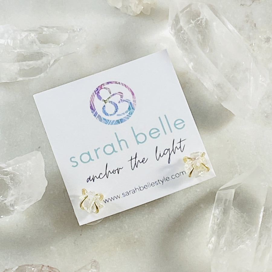 Angel aura quartz stud earrings from Sarah Belle