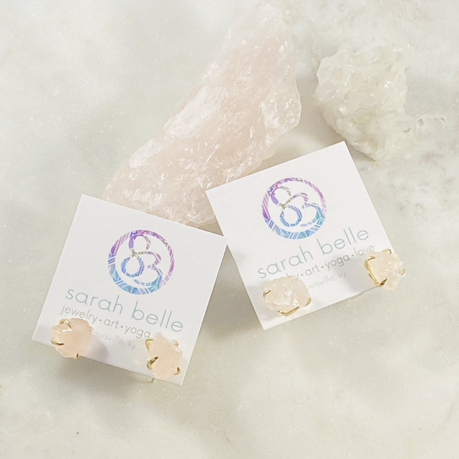 Healing gemstone earrings with rose quartz