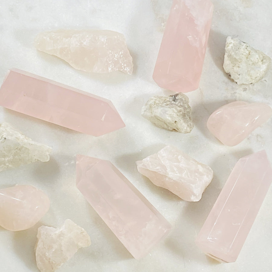 Rose Quartz Tumbled Stones Healing Crystals for Heart Chakra and Love