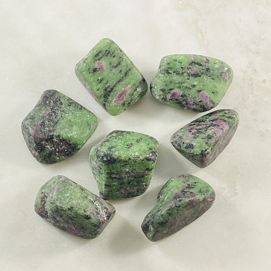 Ruby in zoisite crystals