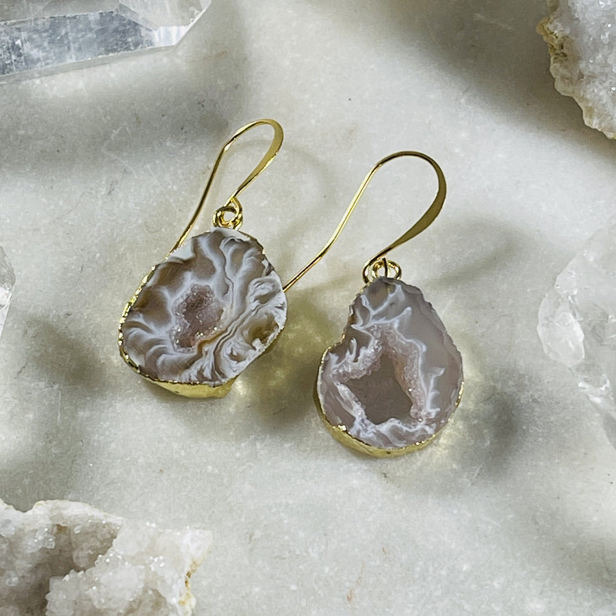 sarah belle agate slice earrings for crystal energy