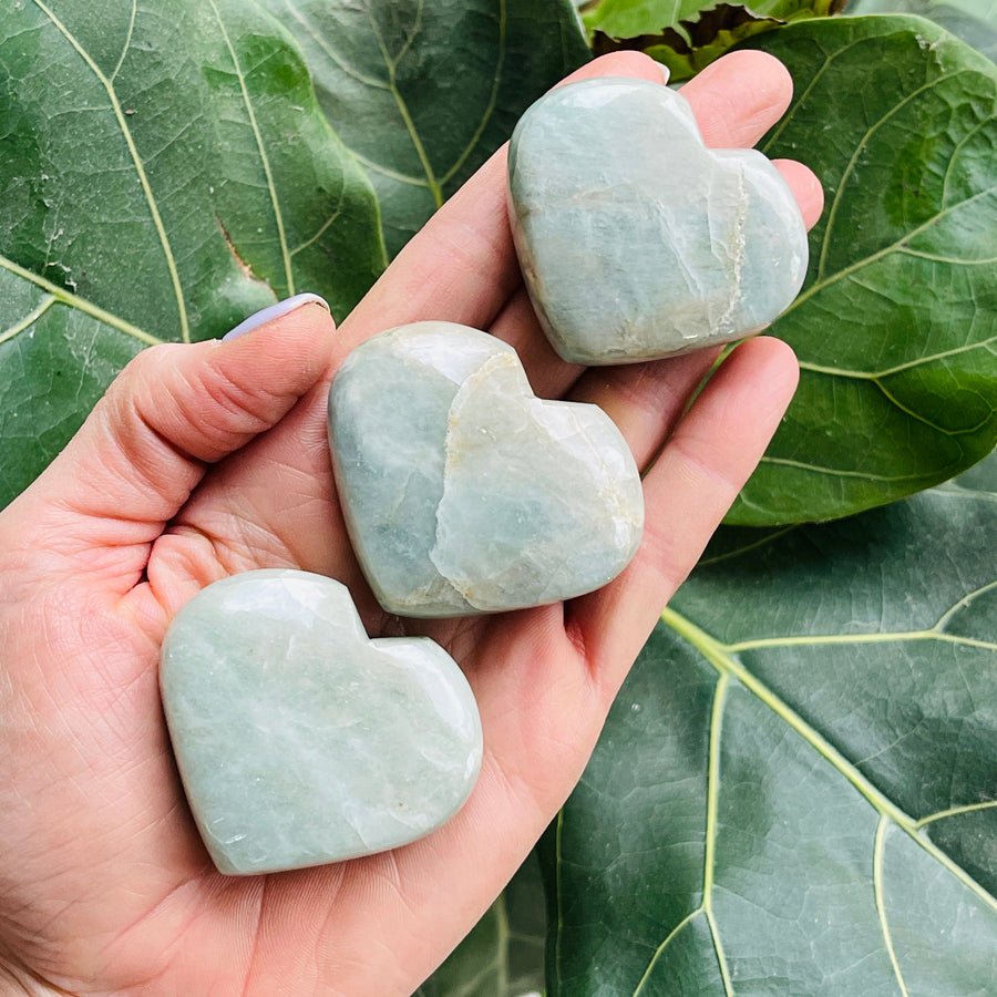 sarah belle aquamarine heart palm stone