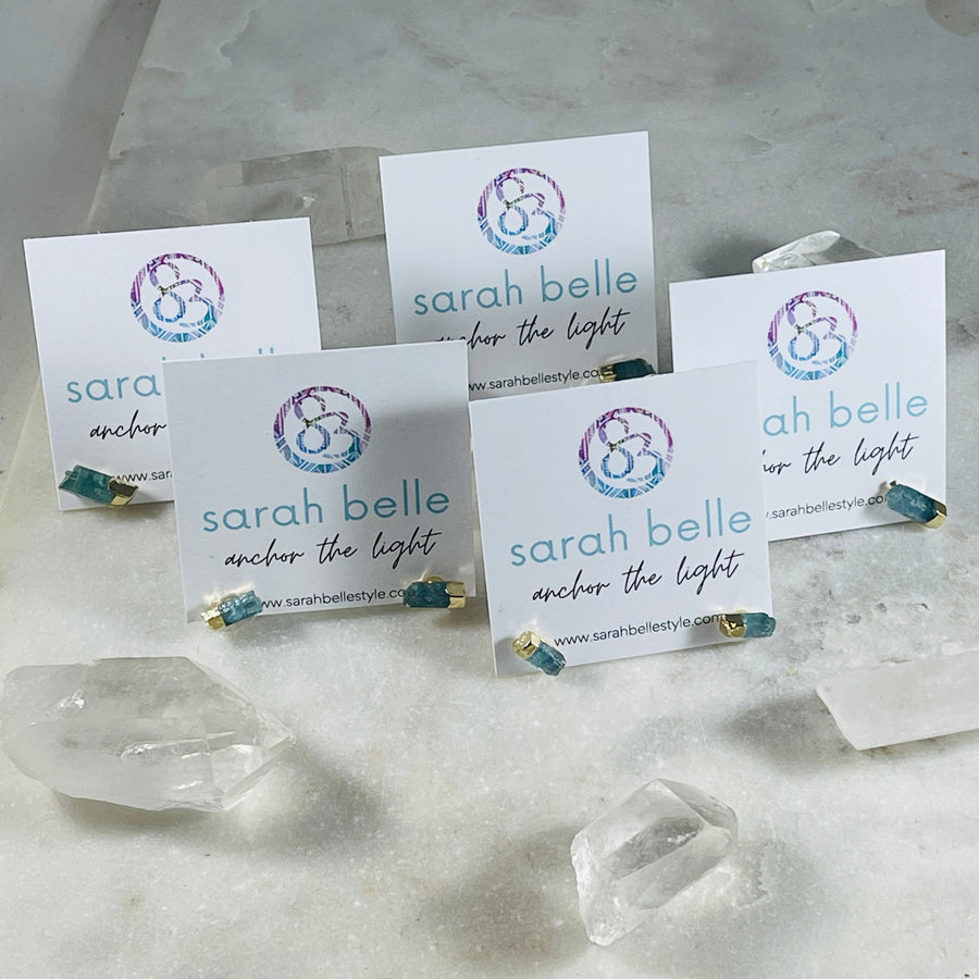 sarah belle aquamarine stud earrings for pisces