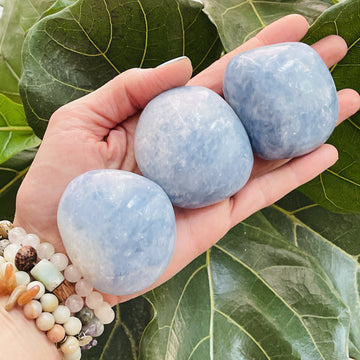 Sarah Belle Blue Calcite Palm Stone