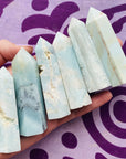 caribbean blue calcite points for psychic awareness by sarah belle