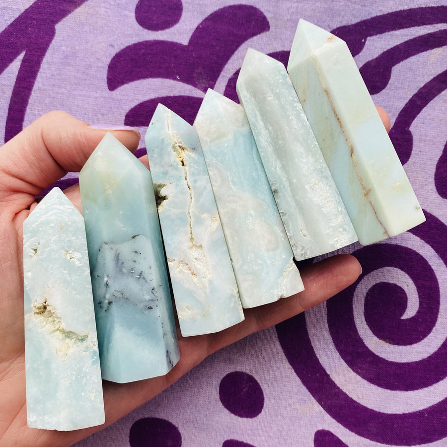 caribbean blue calcite points for psychic awareness by sarah belle