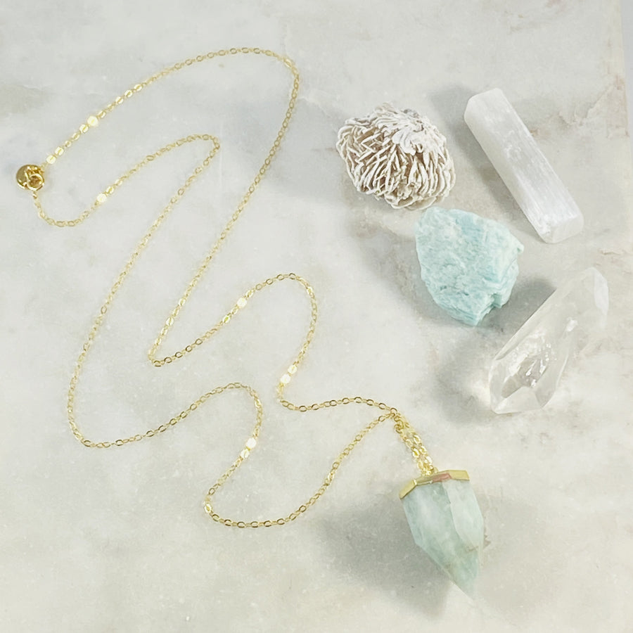 handmade amazonite crystal necklace and crystals by sarah belle