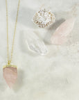 rose quartz long necklace by sarah belle