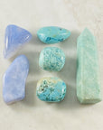 Chryscolla tumbled stone for clarity of thought and improved communication abilities.