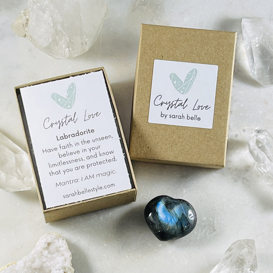 Sarah belle crystal love gift box with labradorite for crystal lovers
