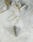 Dalmatian jasper pendulum on silver chain from Sarah Belle