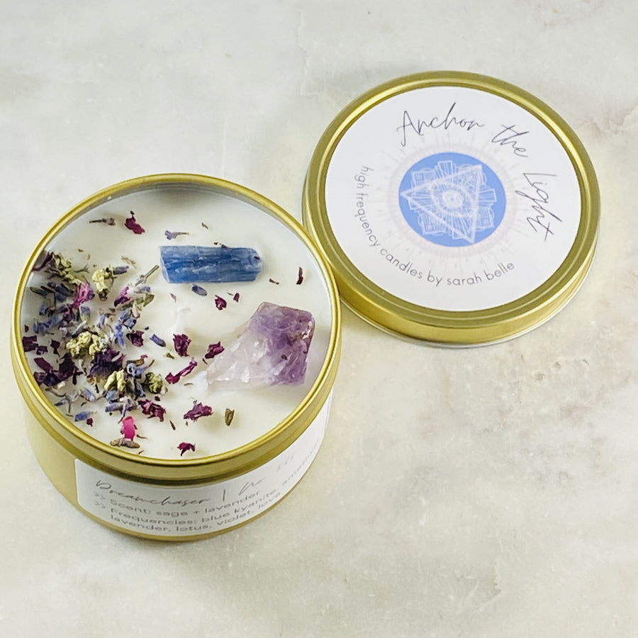 anchor the light candle dreamchaser with amethyst from sarah belle
