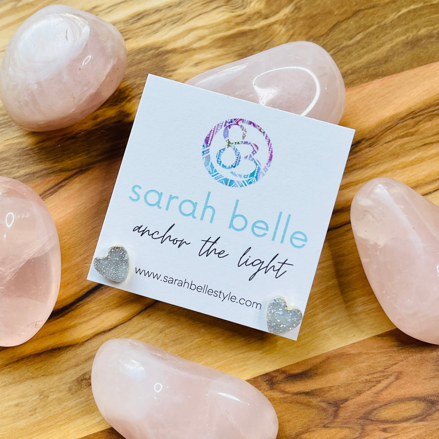 sarah belle druzy heart stud earrings perfect gift