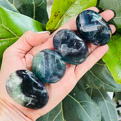 sarah belle rainbow flourite palm stone for third eye