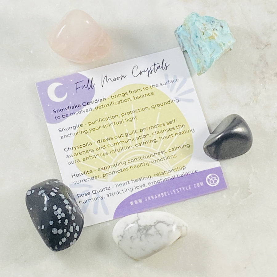 Full moon crystals curated by Sarah Belle