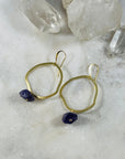 sarah belle raw amethyst earrings with gold plated 