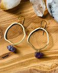 Sarah Belle handmade raw amethyst earrings