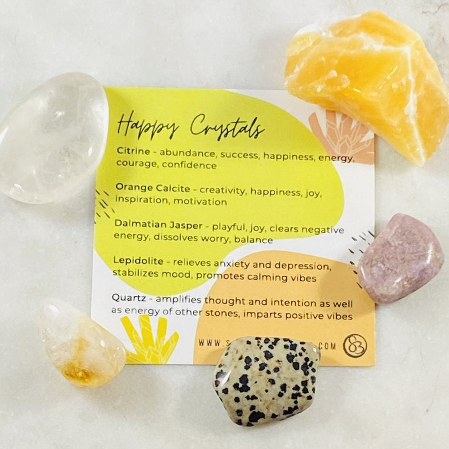 Healing crystals for happiness by Sarah Belle