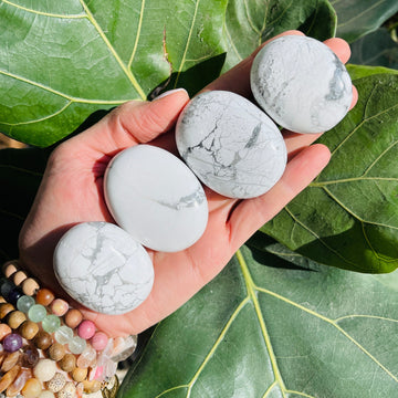Howlite palm stone from sarah belle for crown chakra