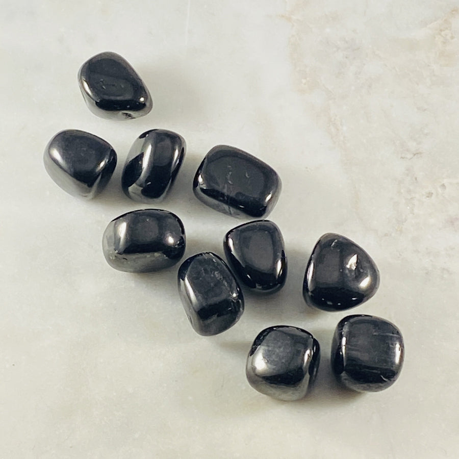 Jet tumbled stone by Sarah Belle for healing crystal energy and grounding.