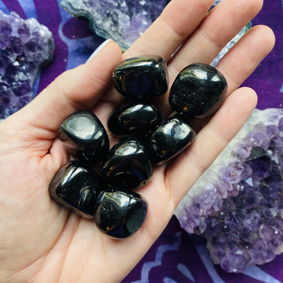 Jet tumbled stone by Sarah Belle for grounding, protection and healing energy.