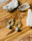 Sarah Belle handmade earrings with aquamarine for peace
