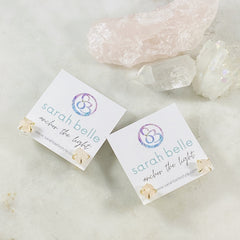 Raw rose quartz stud earrings Sarah Belle
