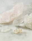 Raw rose quartz stud earrings Sarah Belle