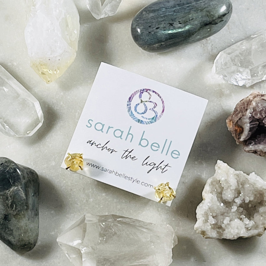 sarah belle citrine stud earrings with positive energy