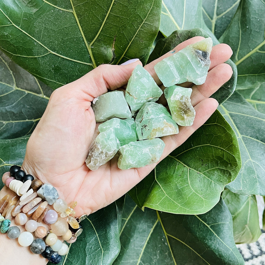 Raw green calcite from Sarah Belle