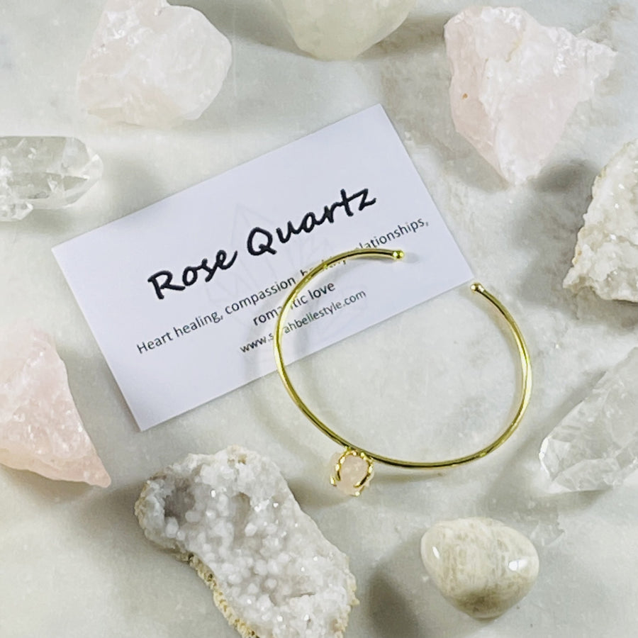 rose quartz cuff bracelet from sarah belle