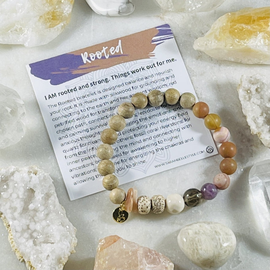 Handmade gemstone bracelet for supporting the root chakra