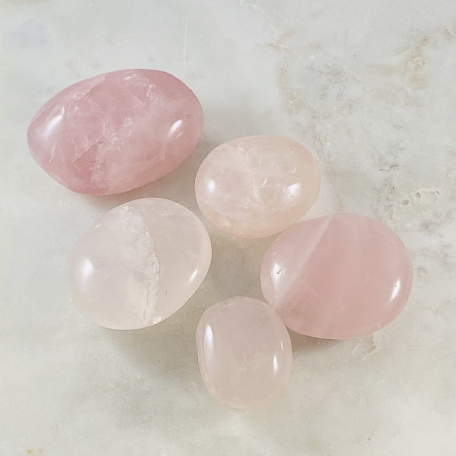 Healing crystal rose quartz palm stones